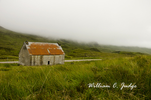 abandoned, crofter, derelict, fog, highland, isle, loch, loch broom, meadow, ruins, scotland, tin ro